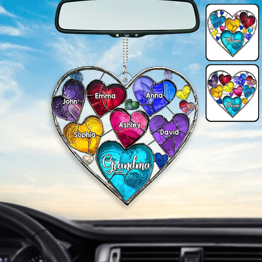 Grandma's Mom's Sweethearts - Personalized Grandma Transparent Car Ornament