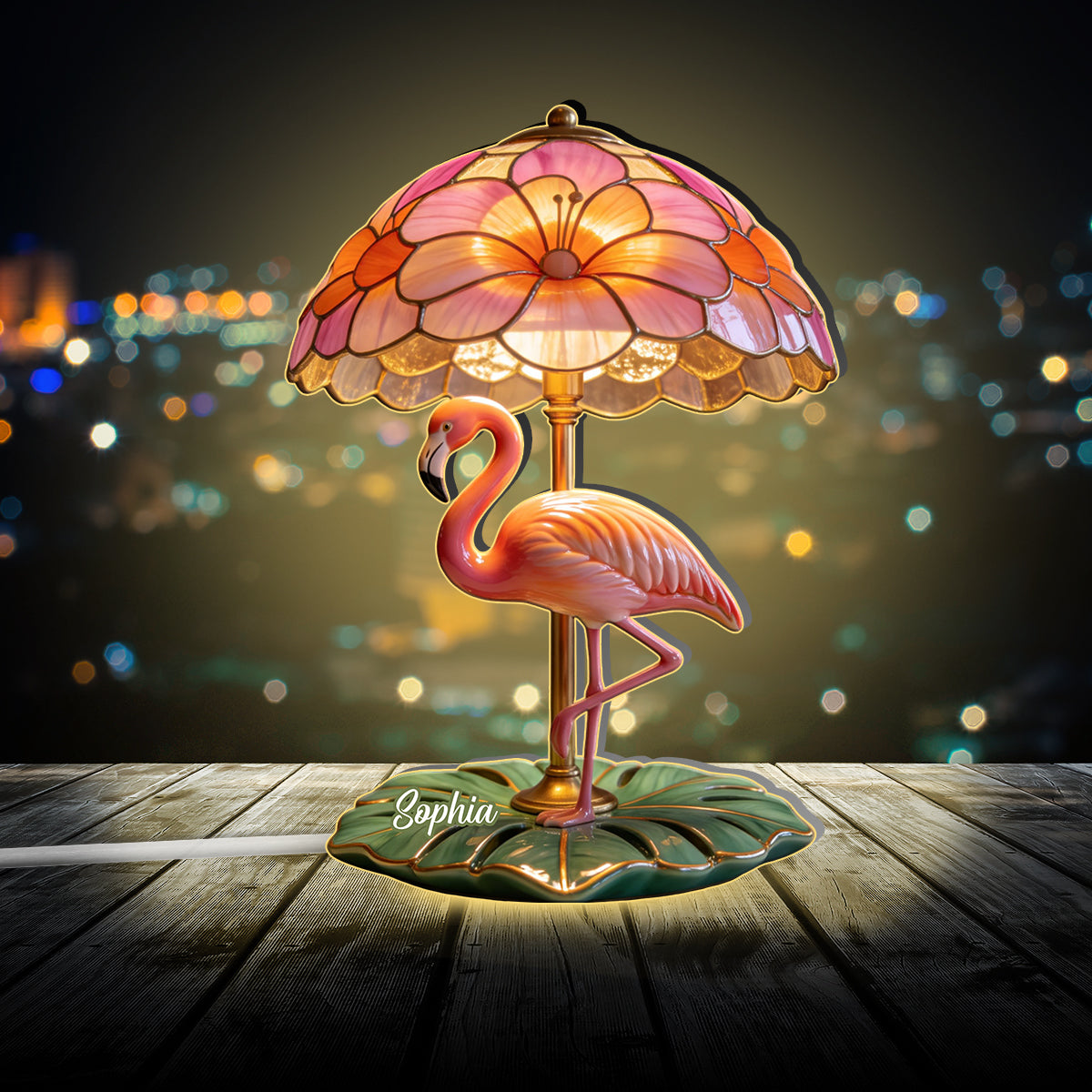 Loves Flamingo - Personalized Flamingo Acrylic LED Night Light
