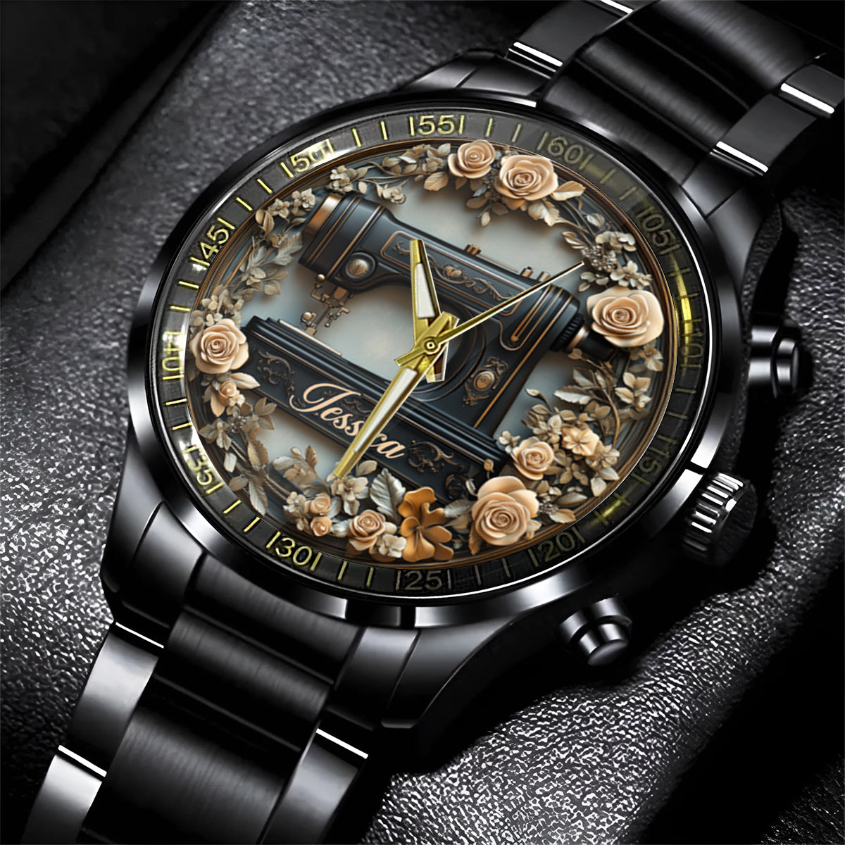 Vintage-Nähmaschine – personalisierte Nähhanduhr