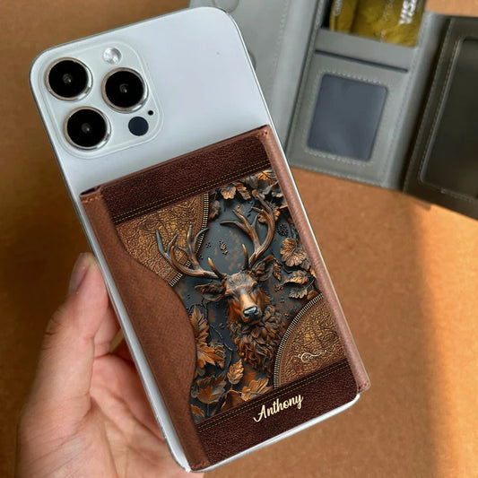 Atemberaubendes Hirschmotiv – Personalisierte Magsafe-Geldbörse für die Jagd