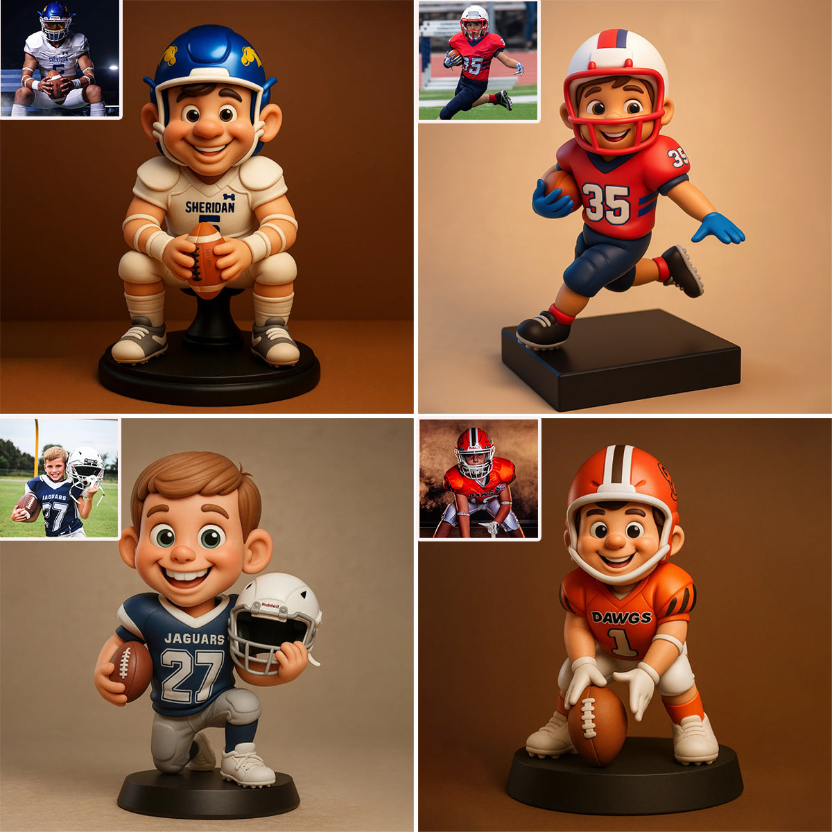 Witziger Cartoon-Stil – personalisierte Acrylplakette in individueller Fußballform