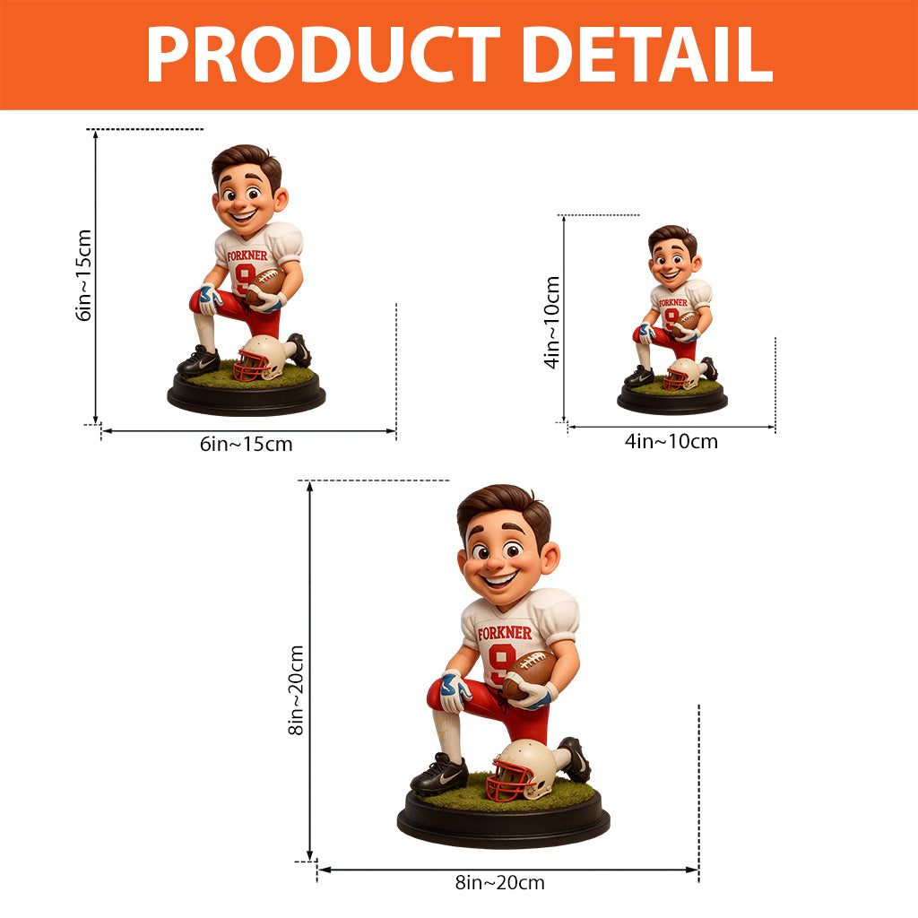 Witziger Cartoon-Stil – personalisierte Acrylplakette in individueller Fußballform