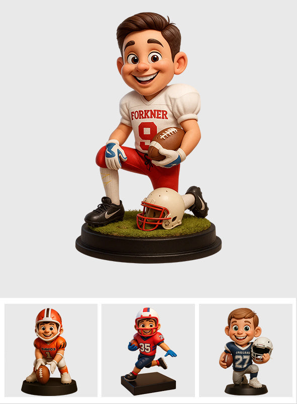 Witziger Cartoon-Stil – personalisierte Acrylplakette in individueller Fußballform