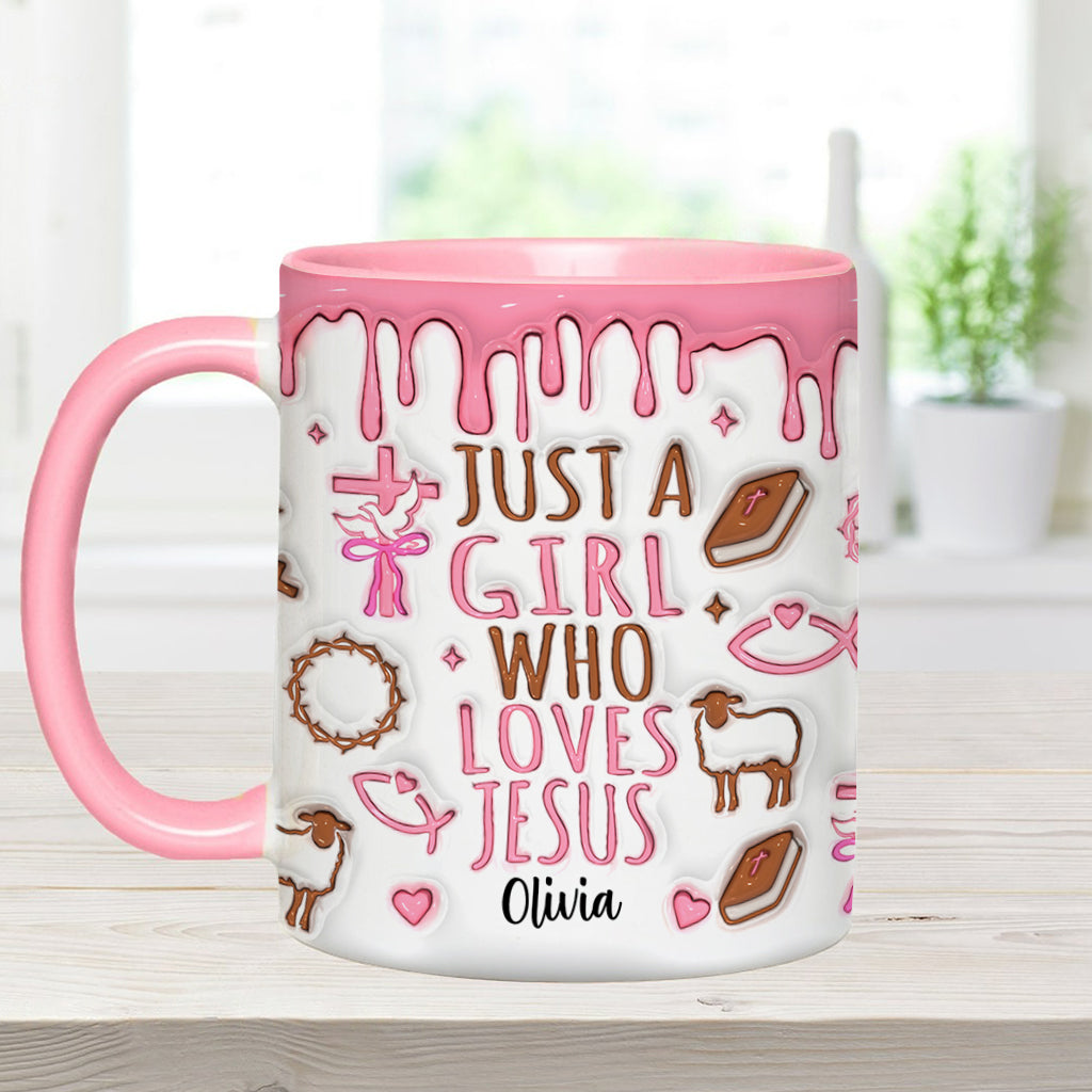 Just A Girl Who Loves Jesus - Personalized Christian Accent Mug