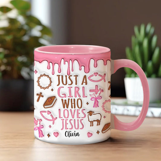 Einfach ein Mädchen, das Jesus liebt – personalisierte Tasse mit christlichem Akzent