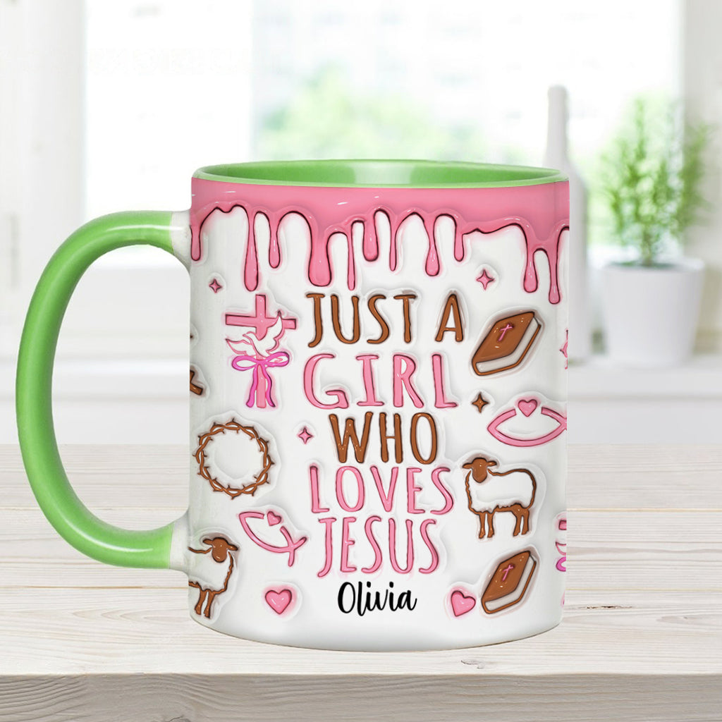 Just A Girl Who Loves Jesus - Personalized Christian Accent Mug