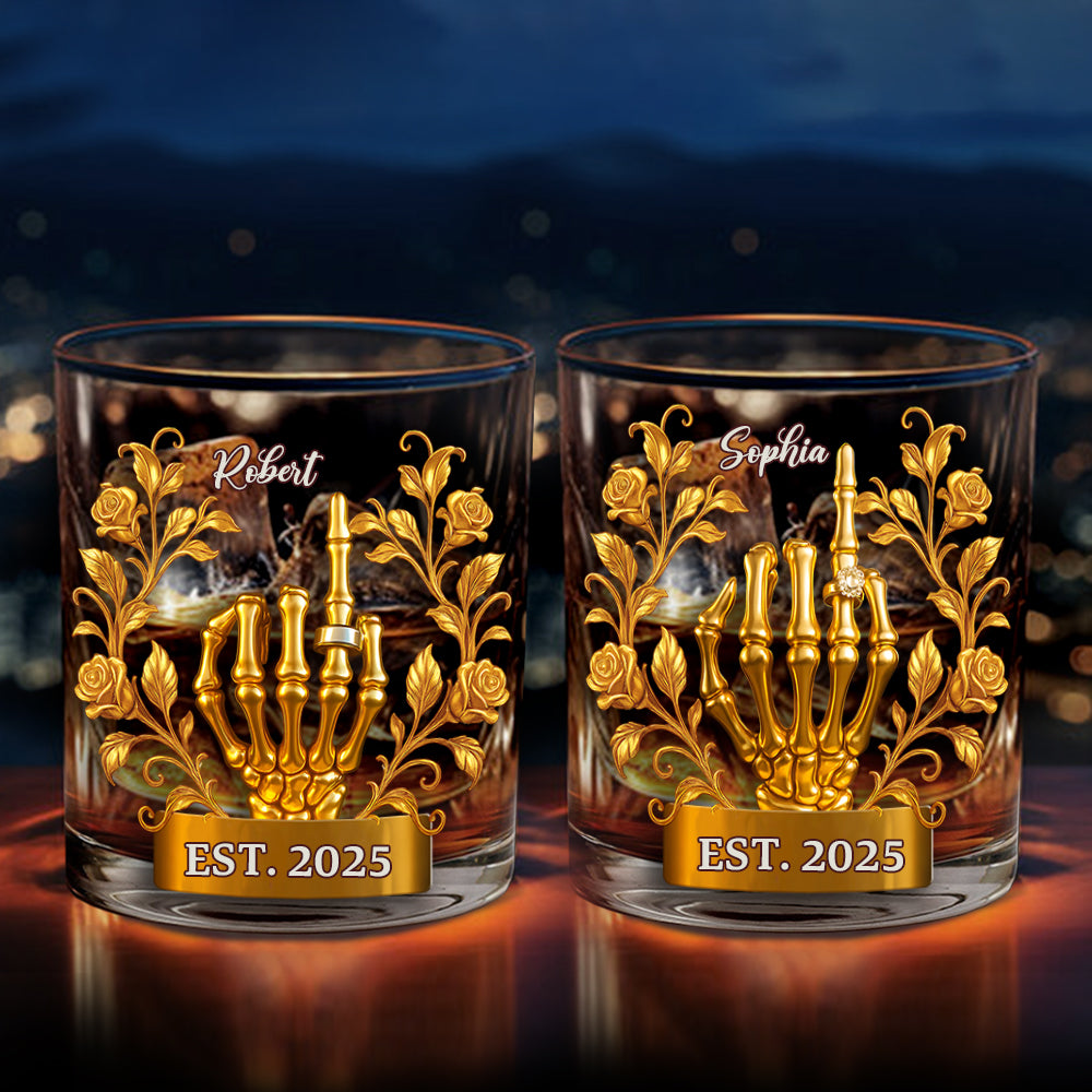 Personalisiertes Whiskyglas für Paare – Hochzeitspaar