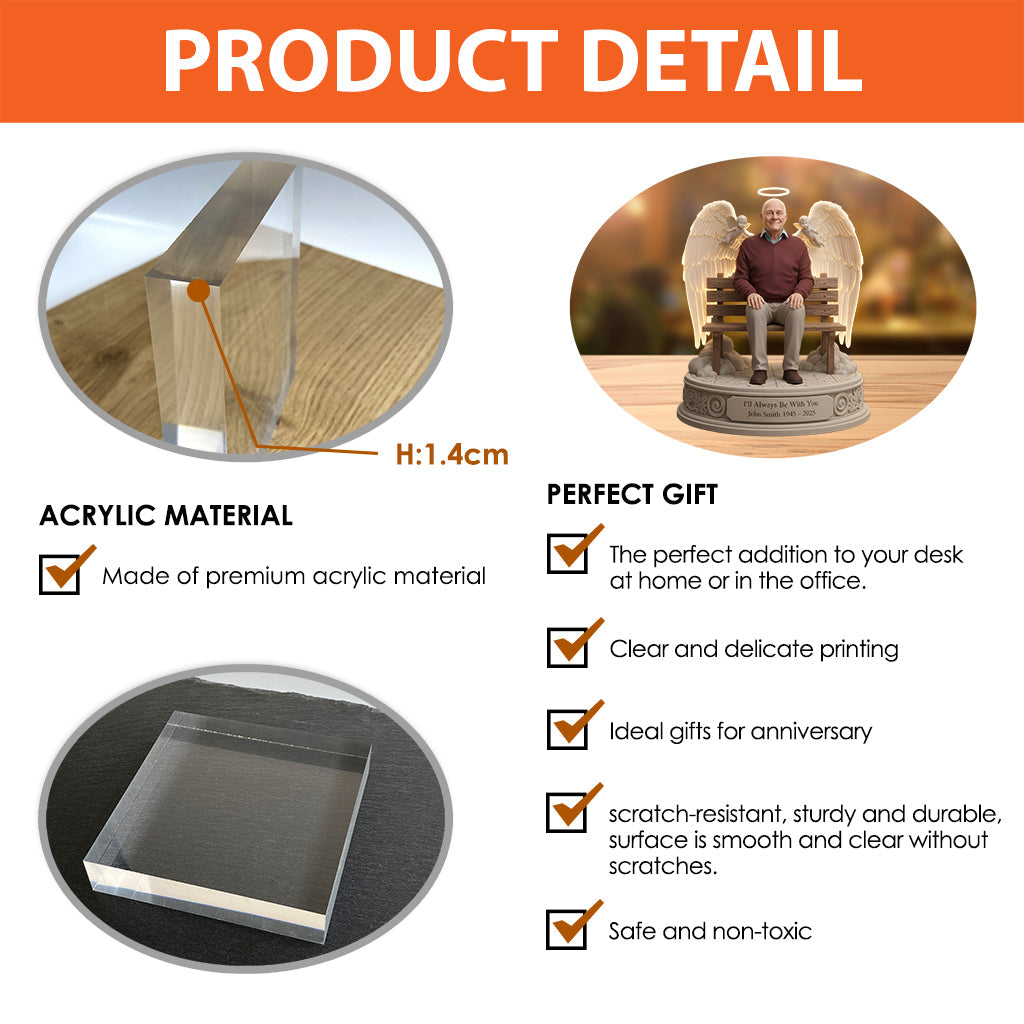 Ich werde immer bei dir sein – Personalisierte Gedenktafel aus Acryl in individueller Form