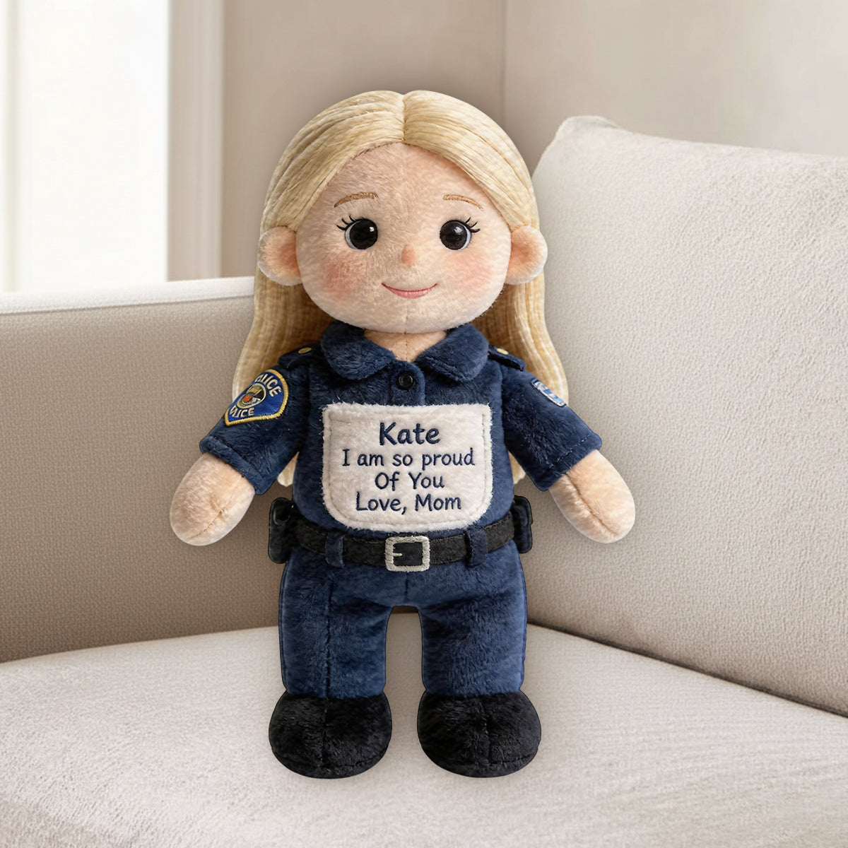 I'm So Proud Of You - Personalized Police Officer Premium Faux Fur Pillow