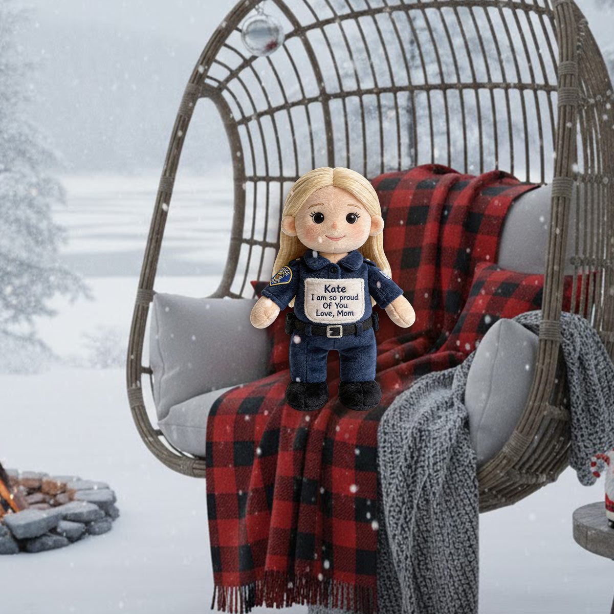 I'm So Proud Of You - Personalized Police Officer Premium Faux Fur Pillow