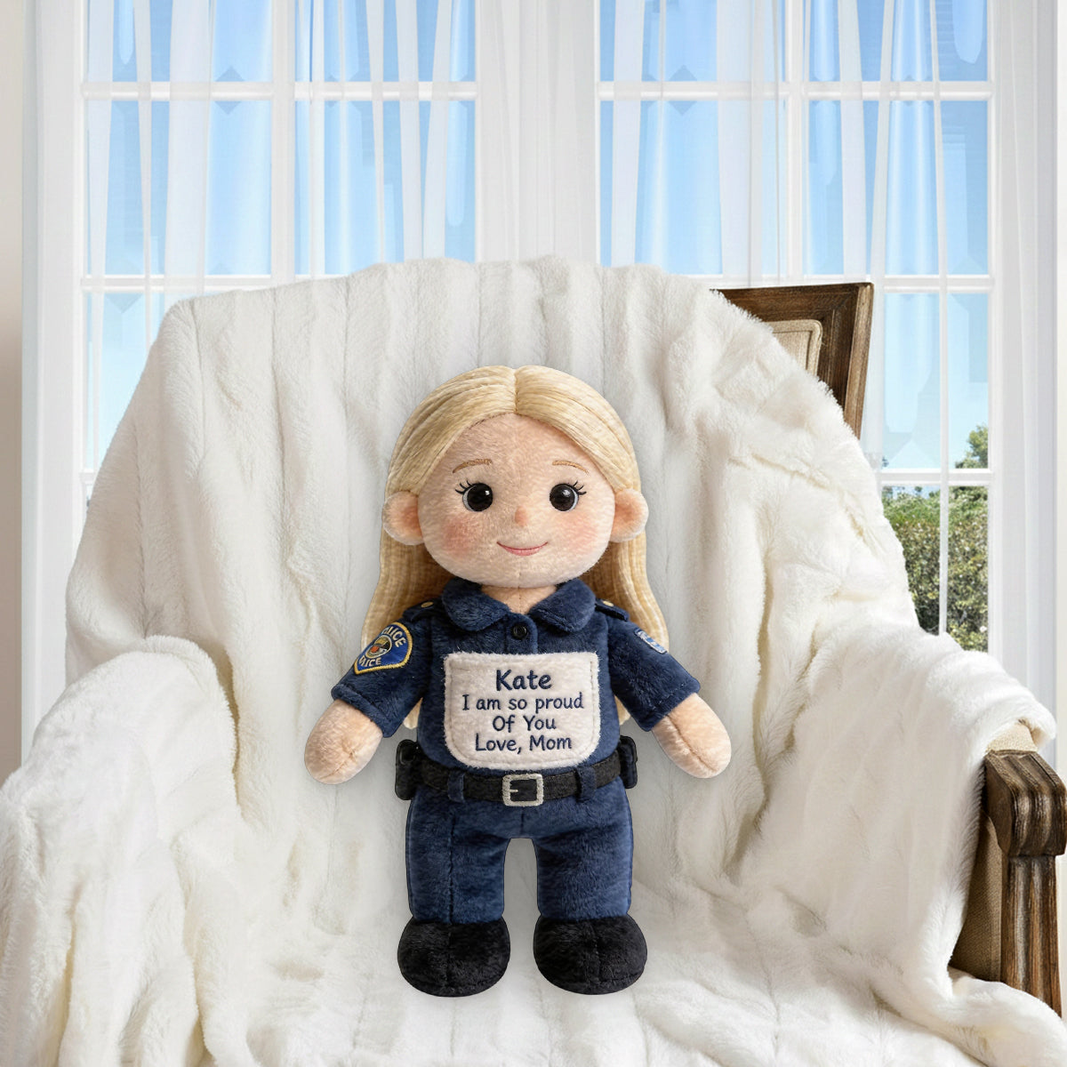 I'm So Proud Of You - Personalized Police Officer Premium Faux Fur Pillow