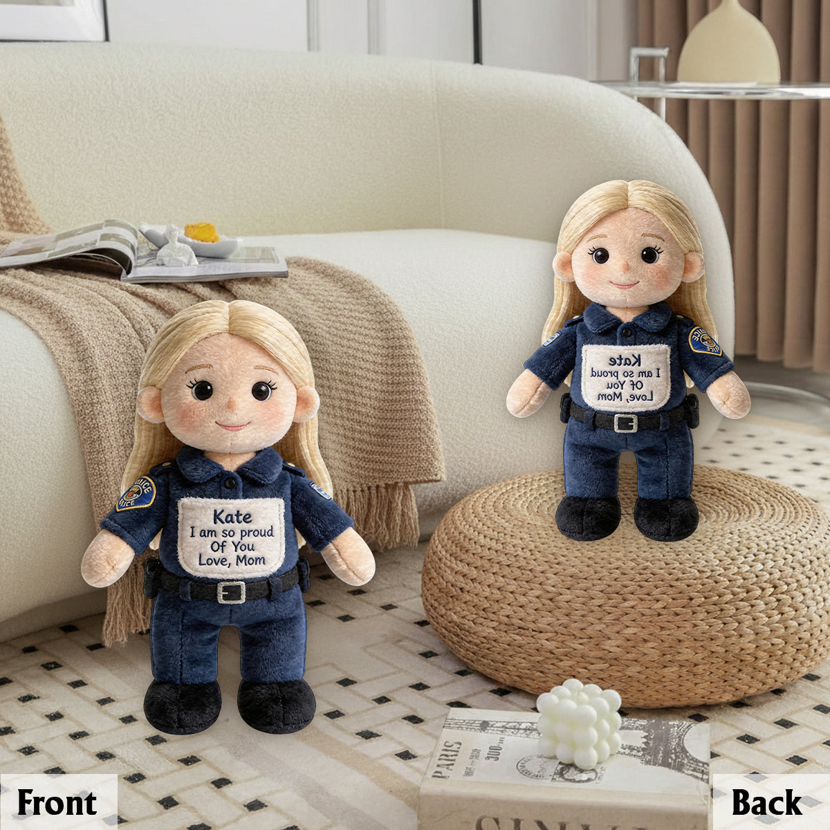 I'm So Proud Of You - Personalized Police Officer Premium Faux Fur Pillow