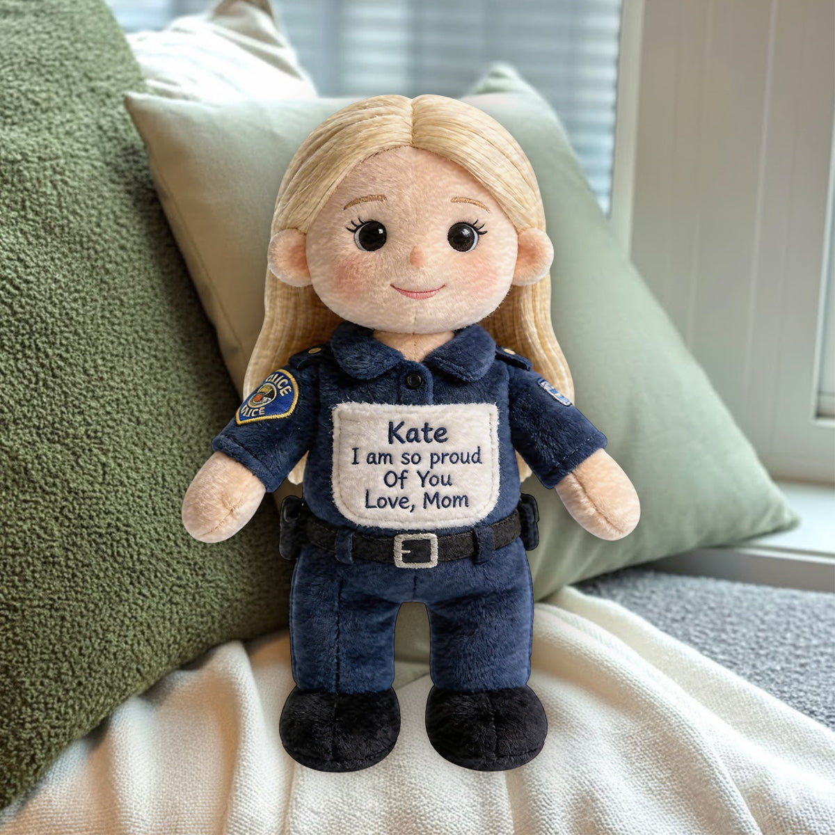 I'm So Proud Of You - Personalized Police Officer Premium Faux Fur Pillow