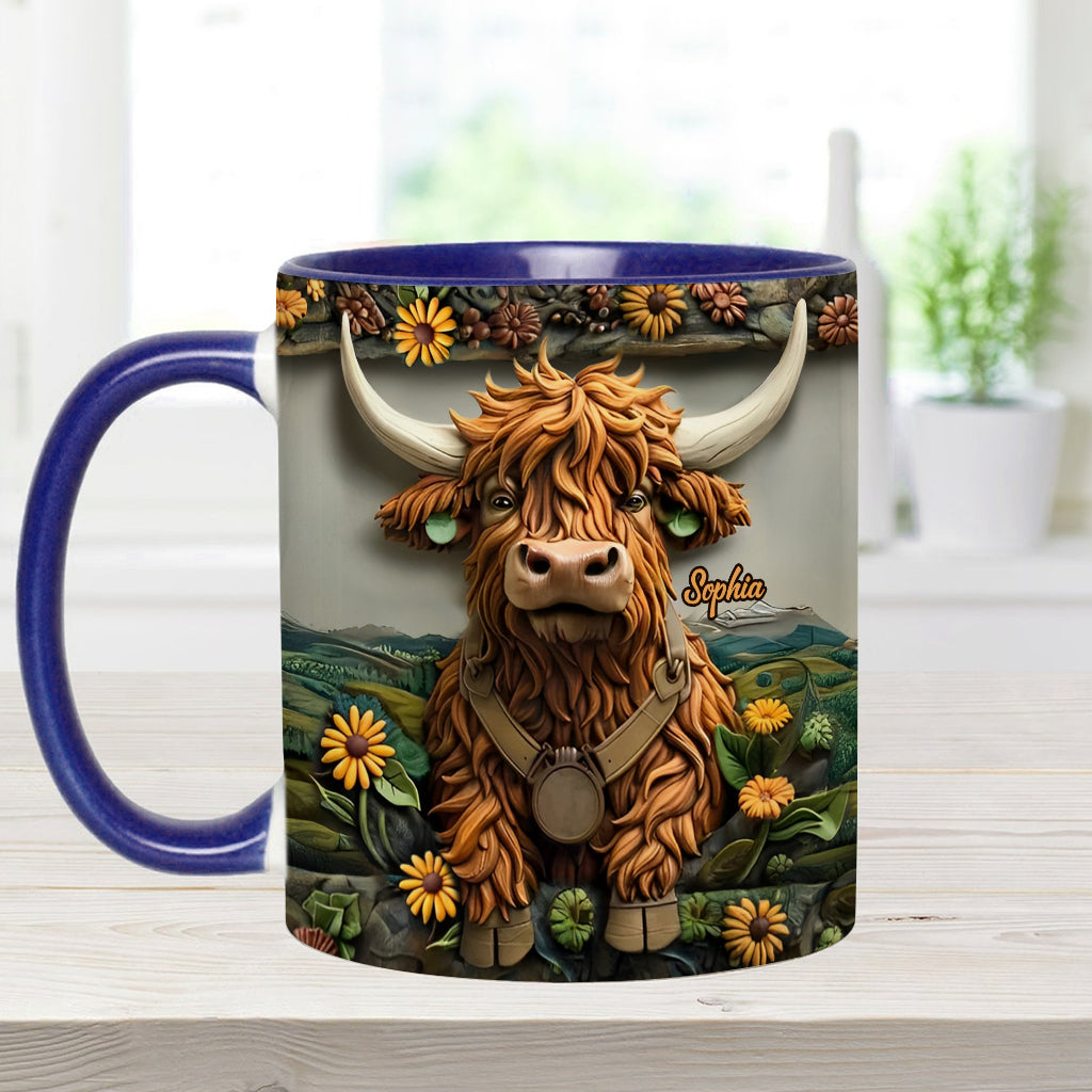 Niedliche Hochlandkuh - Personalisierte Tasse mit Hochlandkuh-Motiv