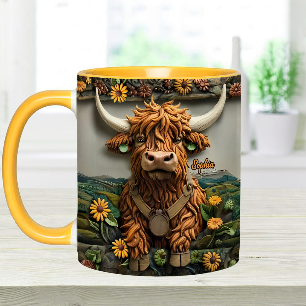 Niedliche Hochlandkuh - Personalisierte Tasse mit Hochlandkuh-Motiv