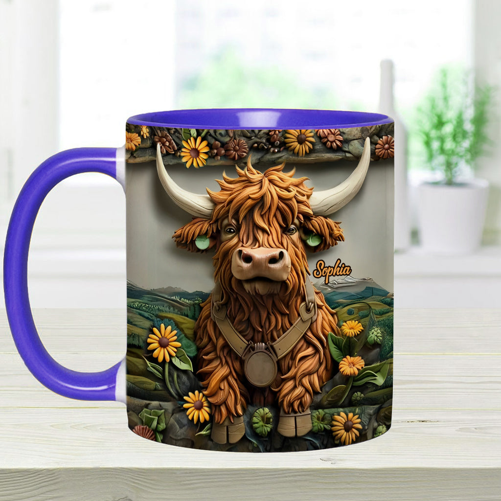 Niedliche Hochlandkuh - Personalisierte Tasse mit Hochlandkuh-Motiv