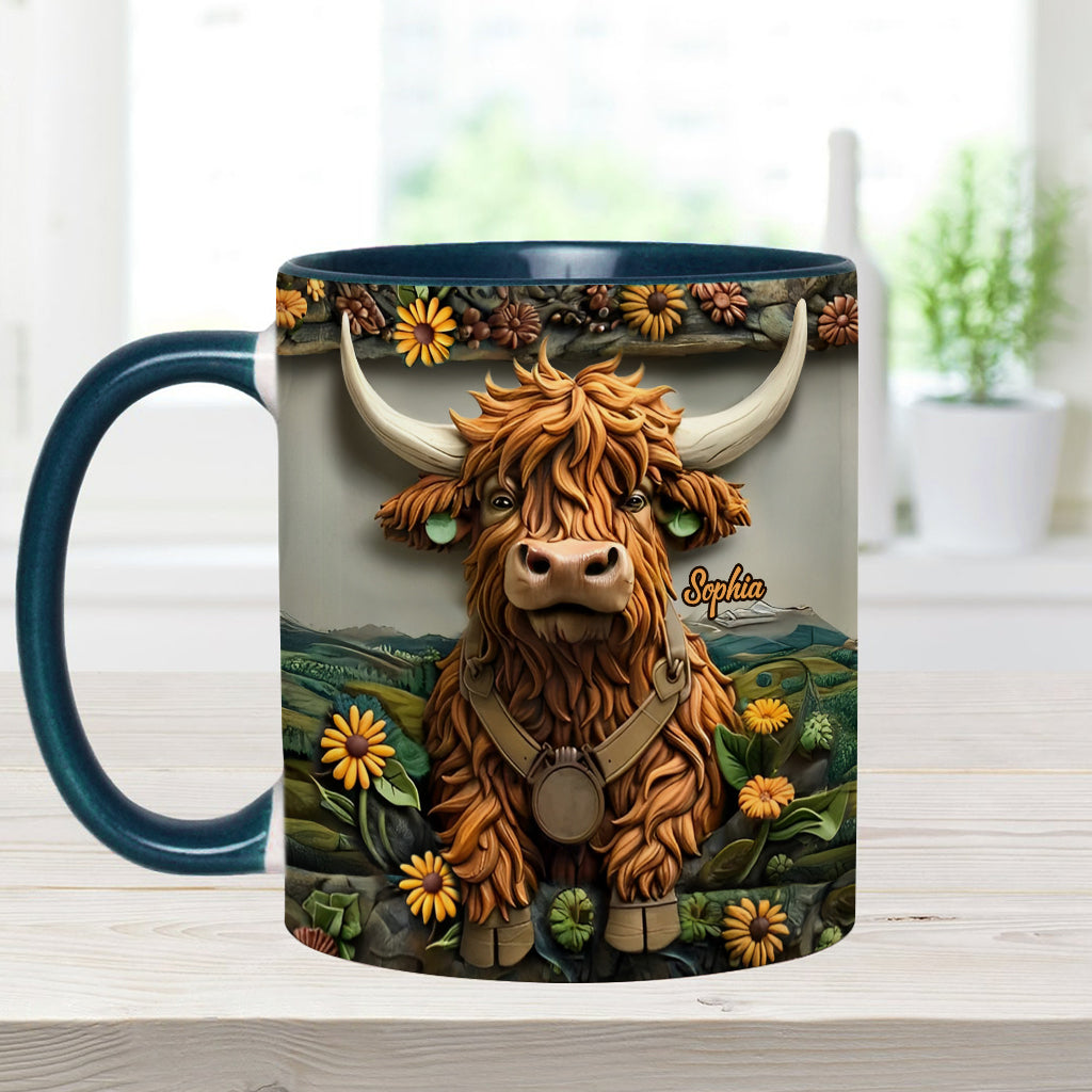 Niedliche Hochlandkuh - Personalisierte Tasse mit Hochlandkuh-Motiv