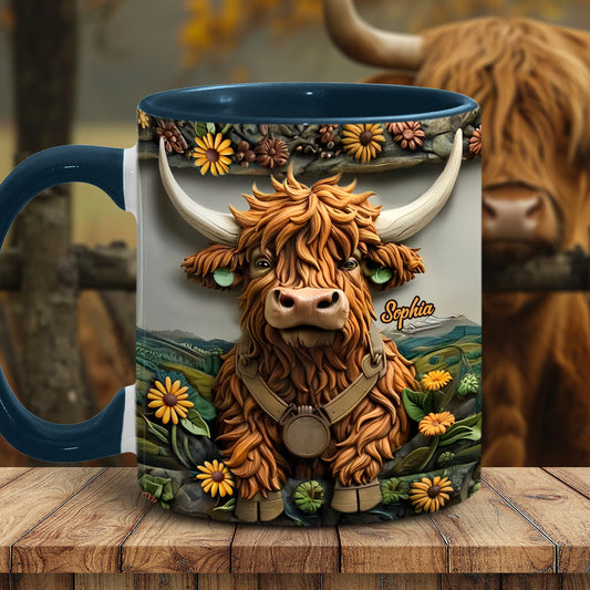 Cute Highland Cow - Personalized Highland Cow Accent Mug