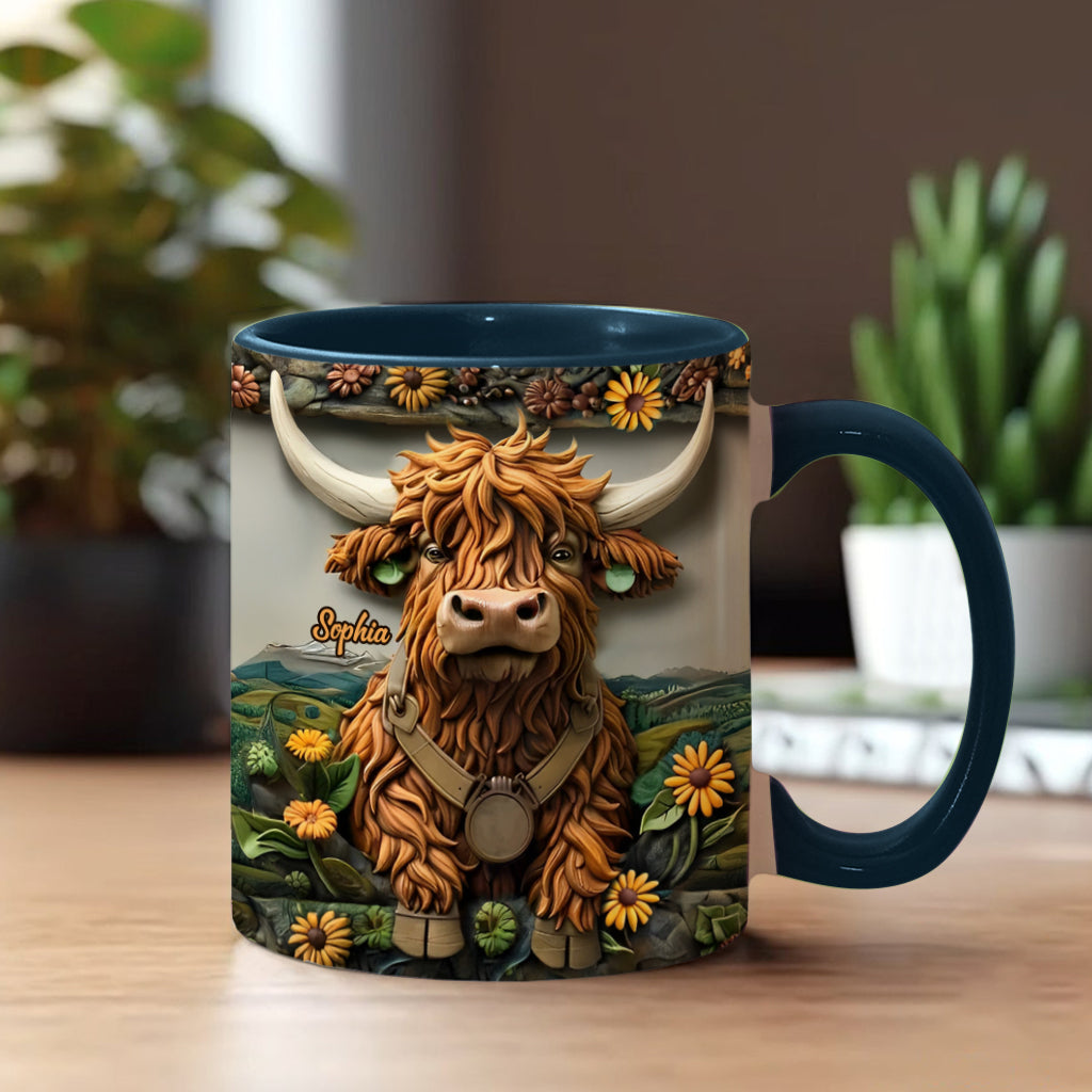 Niedliche Hochlandkuh - Personalisierte Tasse mit Hochlandkuh-Motiv