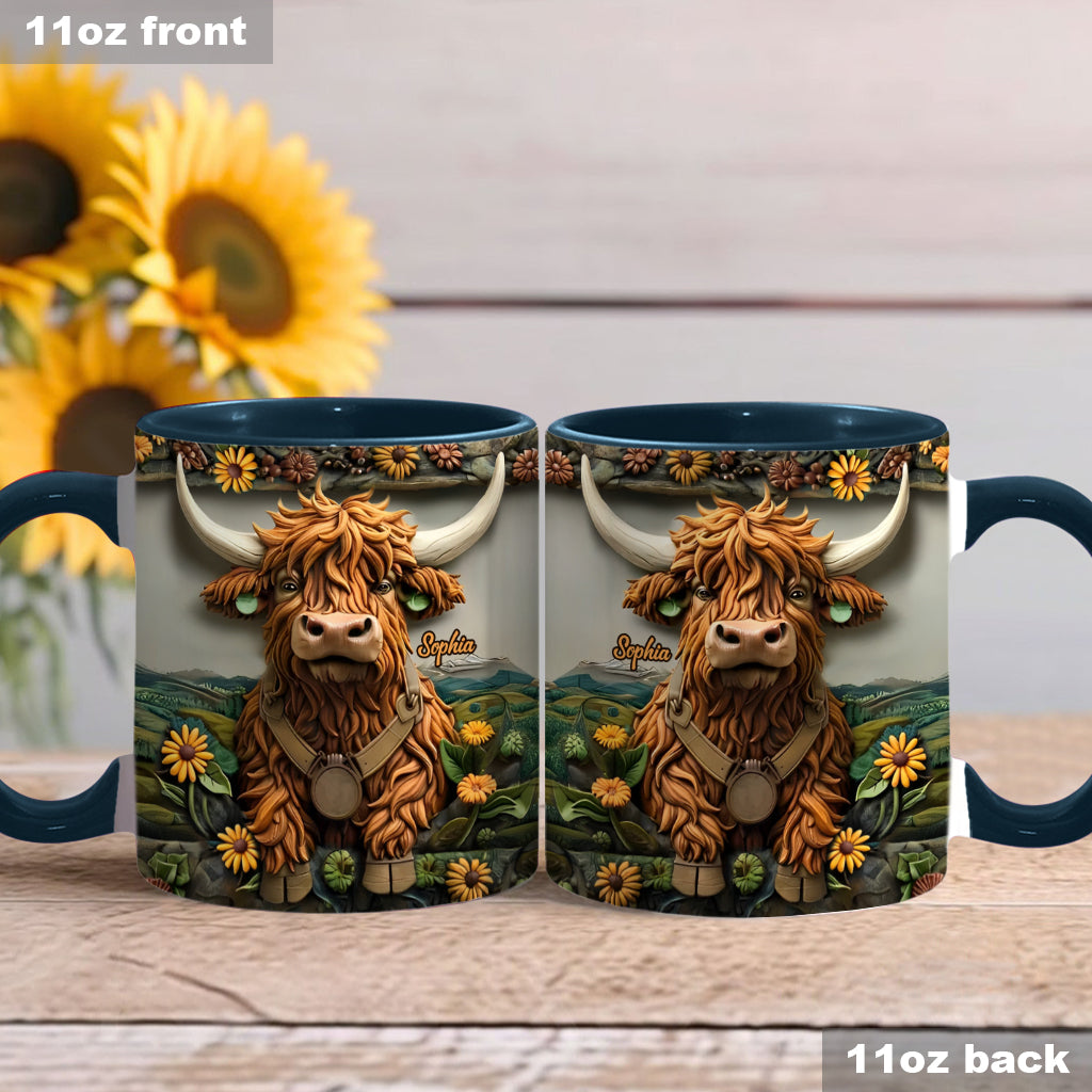 Niedliche Hochlandkuh - Personalisierte Tasse mit Hochlandkuh-Motiv