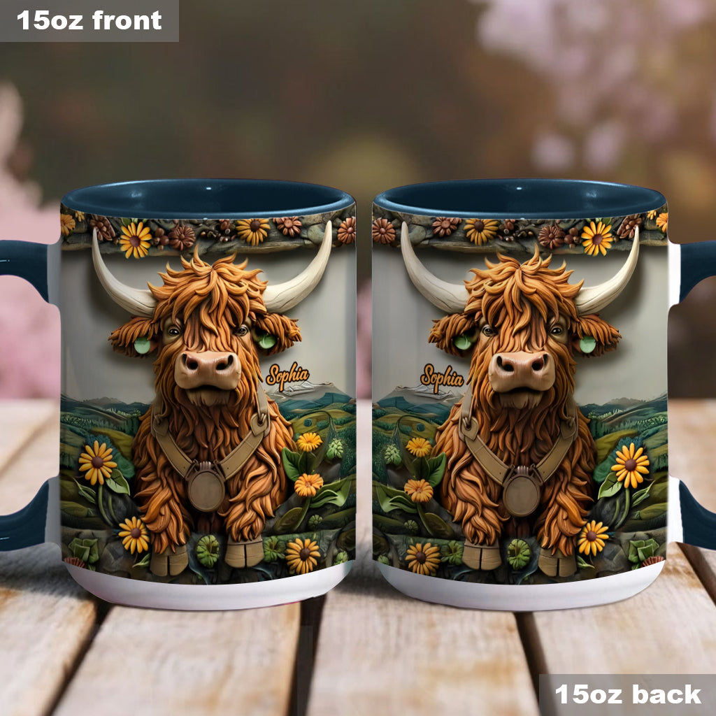 Niedliche Hochlandkuh - Personalisierte Tasse mit Hochlandkuh-Motiv