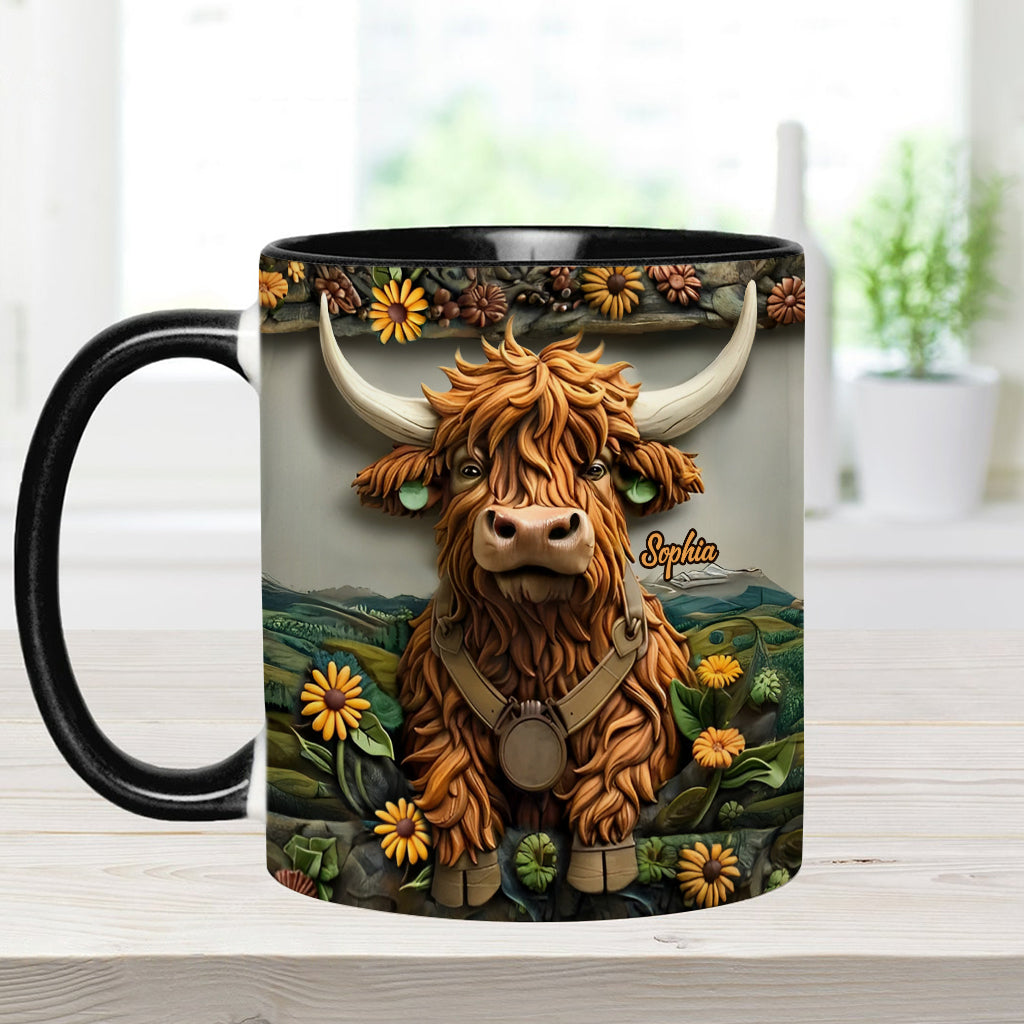 Niedliche Hochlandkuh - Personalisierte Tasse mit Hochlandkuh-Motiv