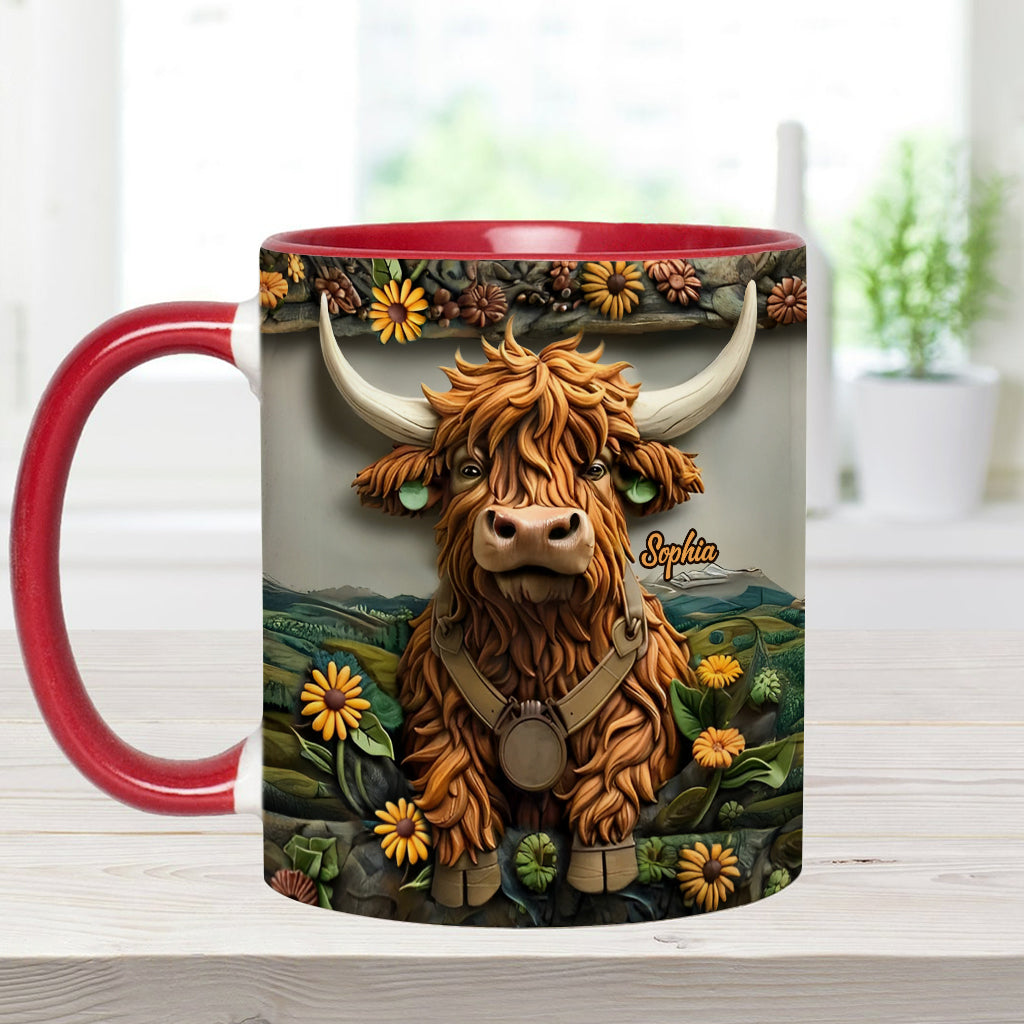 Niedliche Hochlandkuh - Personalisierte Tasse mit Hochlandkuh-Motiv