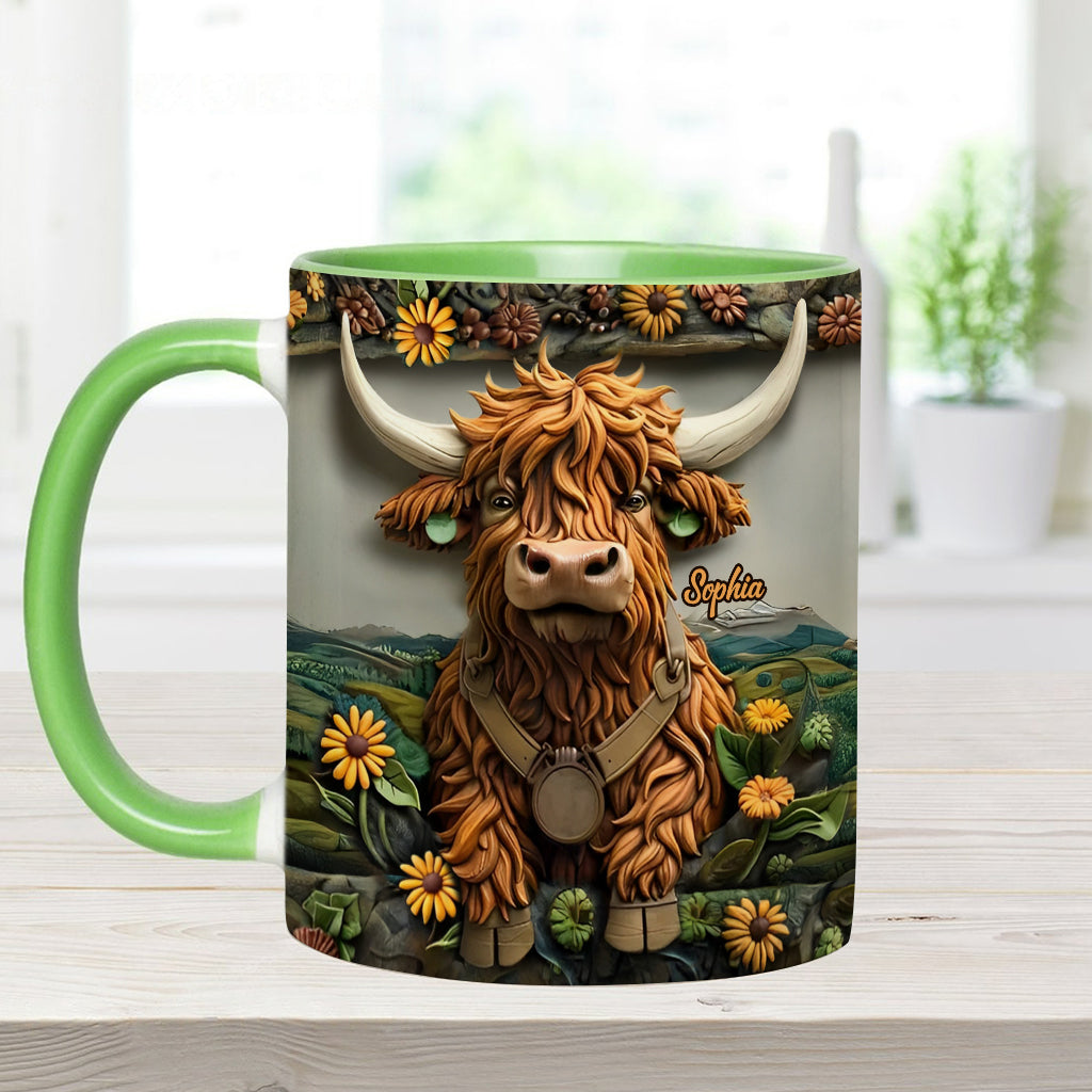 Niedliche Hochlandkuh - Personalisierte Tasse mit Hochlandkuh-Motiv