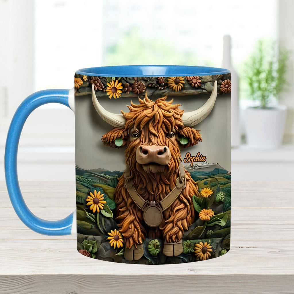 Niedliche Hochlandkuh - Personalisierte Tasse mit Hochlandkuh-Motiv