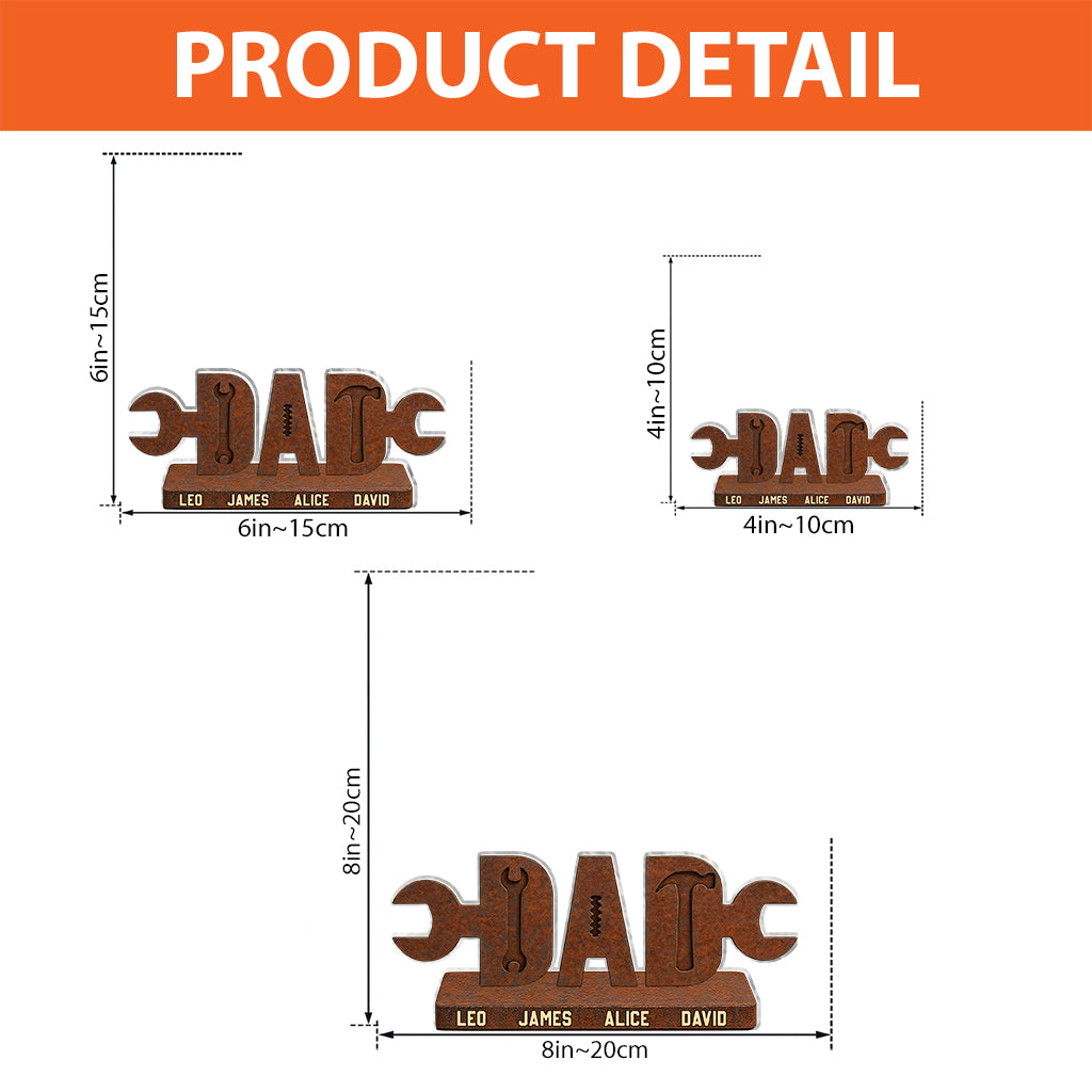 Dad And Hammer Kids - Personalized Father Custom Shaped Acrylic Plaque