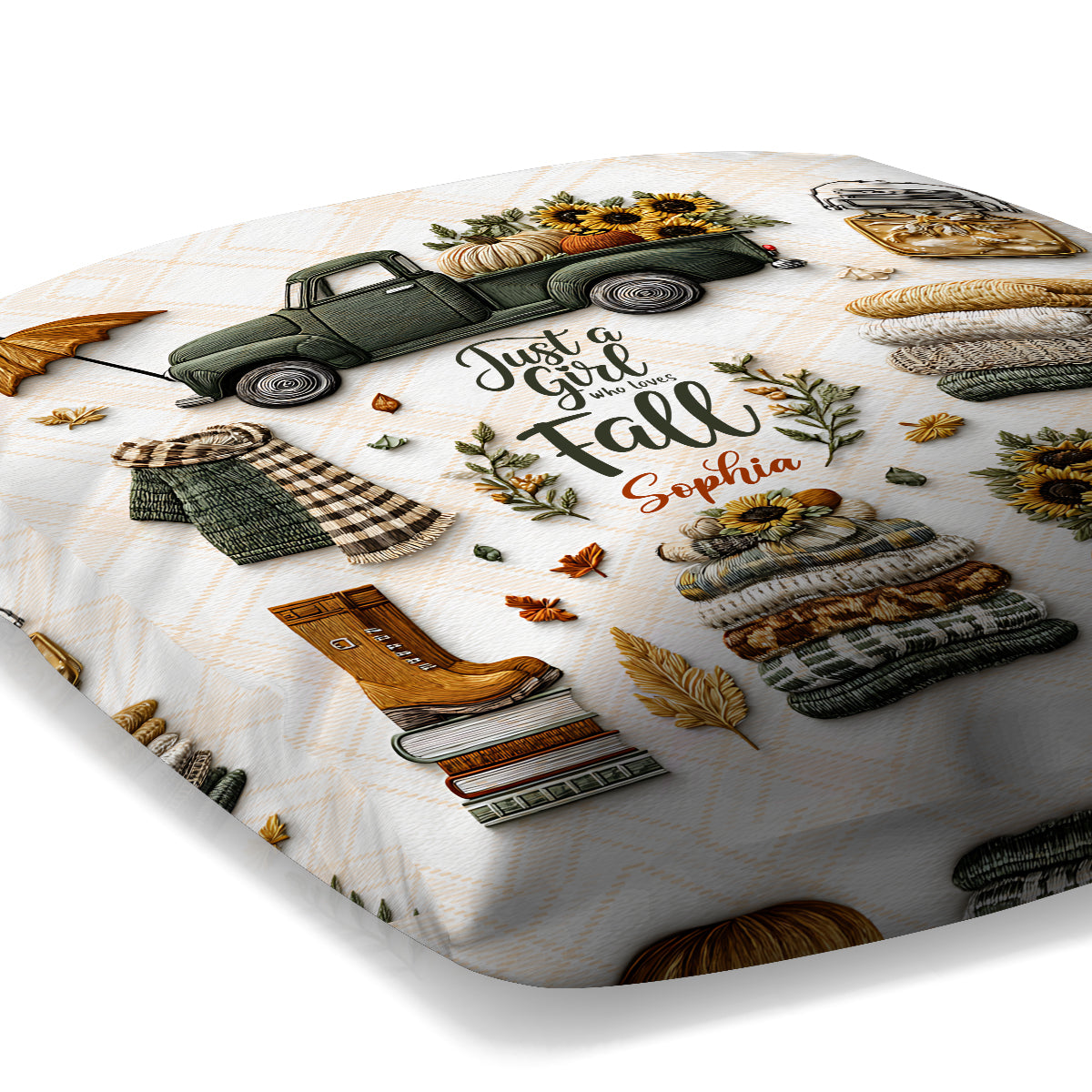 Einfach ein Mädchen, das den Herbst liebt – personalisiertes Herbst-Dekokissen