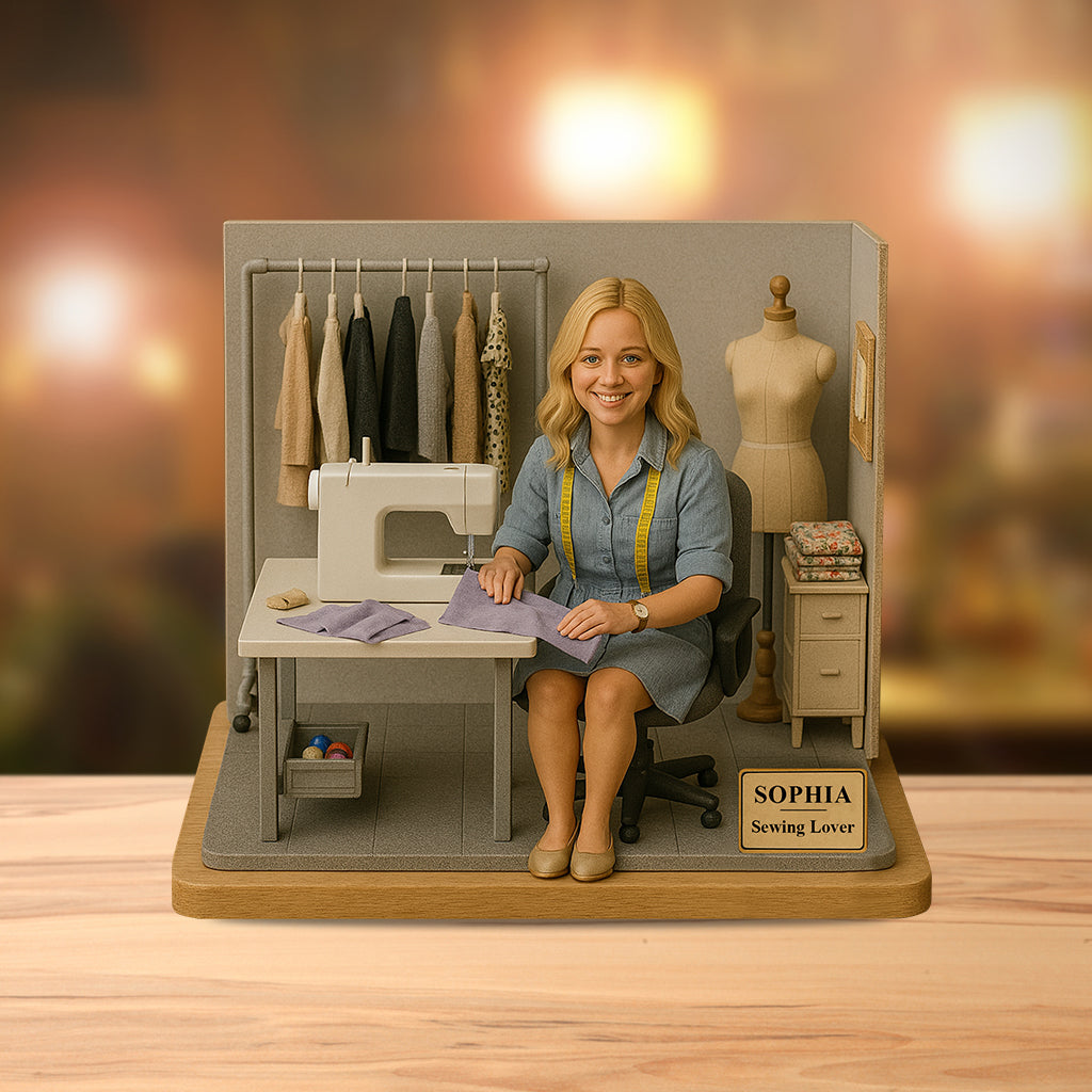 Individuelle Figur nach Foto – Personalisierte Näharbeit, individuell geformte Acrylplakette