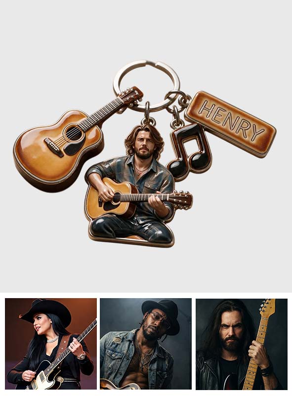 Custom Your Guitar - Personalized Guitar Premium Keychain With Charms