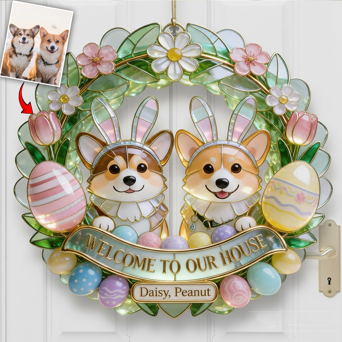 Custom Any Photo Easter's Day Gift - Personalized Dog LED Light Acrylic Sign