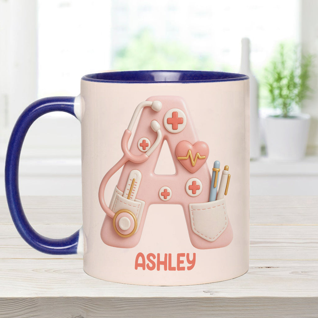 Nurse Alphabet Custom - Personalized Nurse Accent Mug