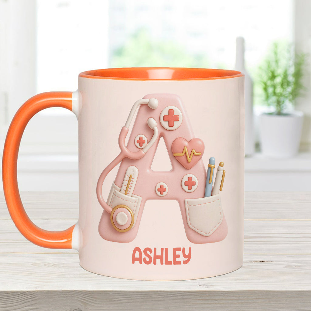 Nurse Alphabet Custom - Personalized Nurse Accent Mug