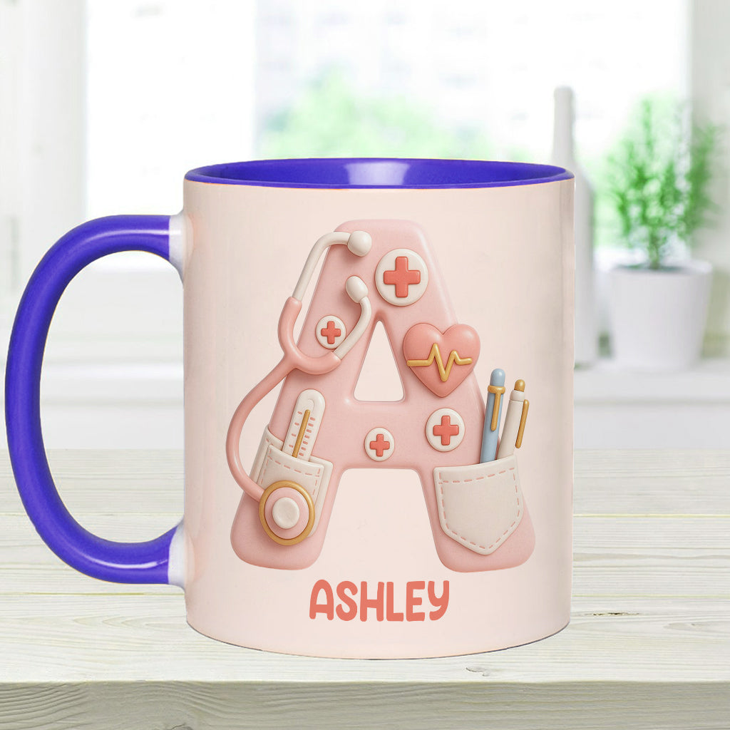 Nurse Alphabet Custom - Personalized Nurse Accent Mug