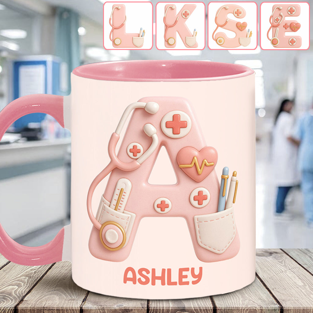 Nurse Alphabet Custom - Personalized Nurse Accent Mug