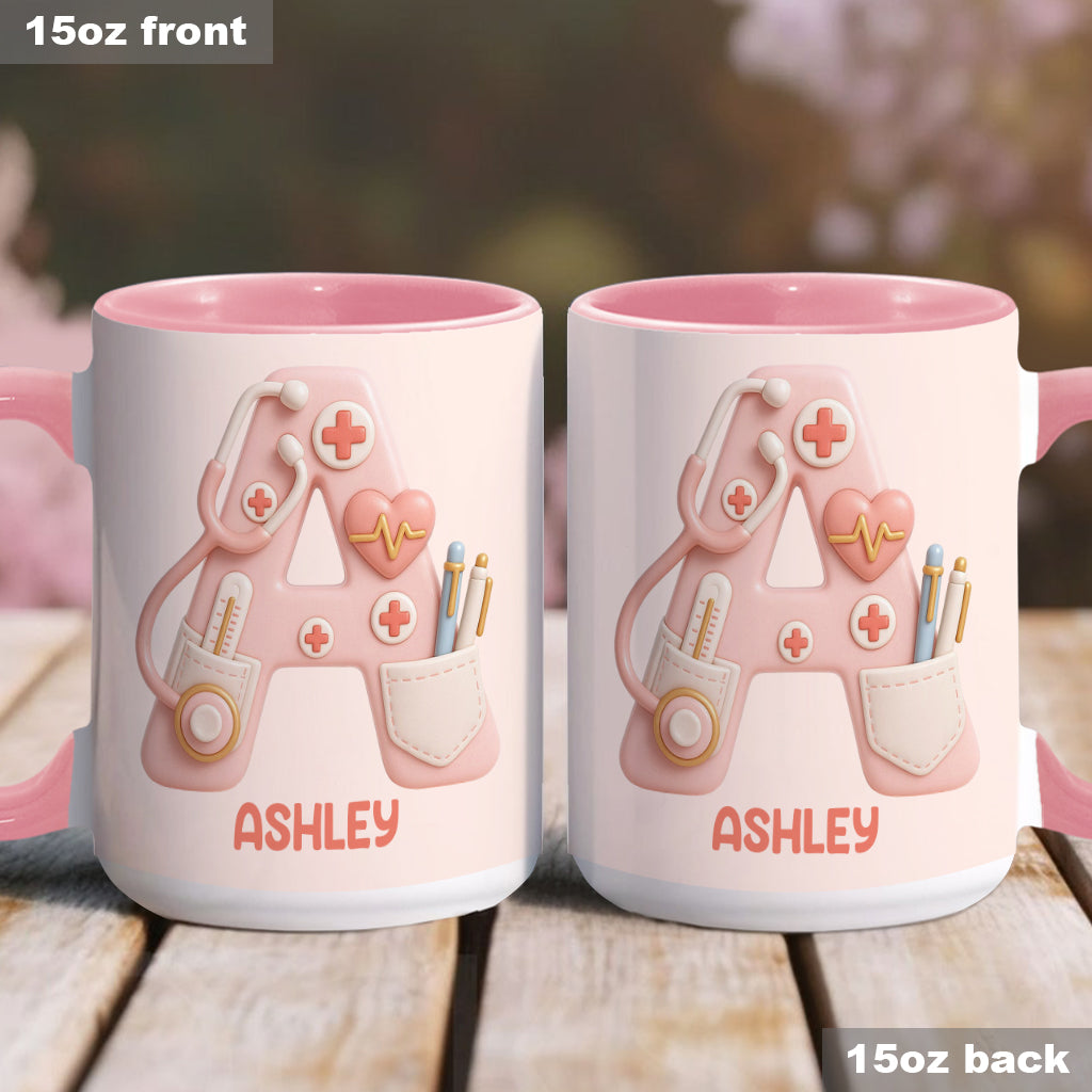 Nurse Alphabet Custom - Personalized Nurse Accent Mug
