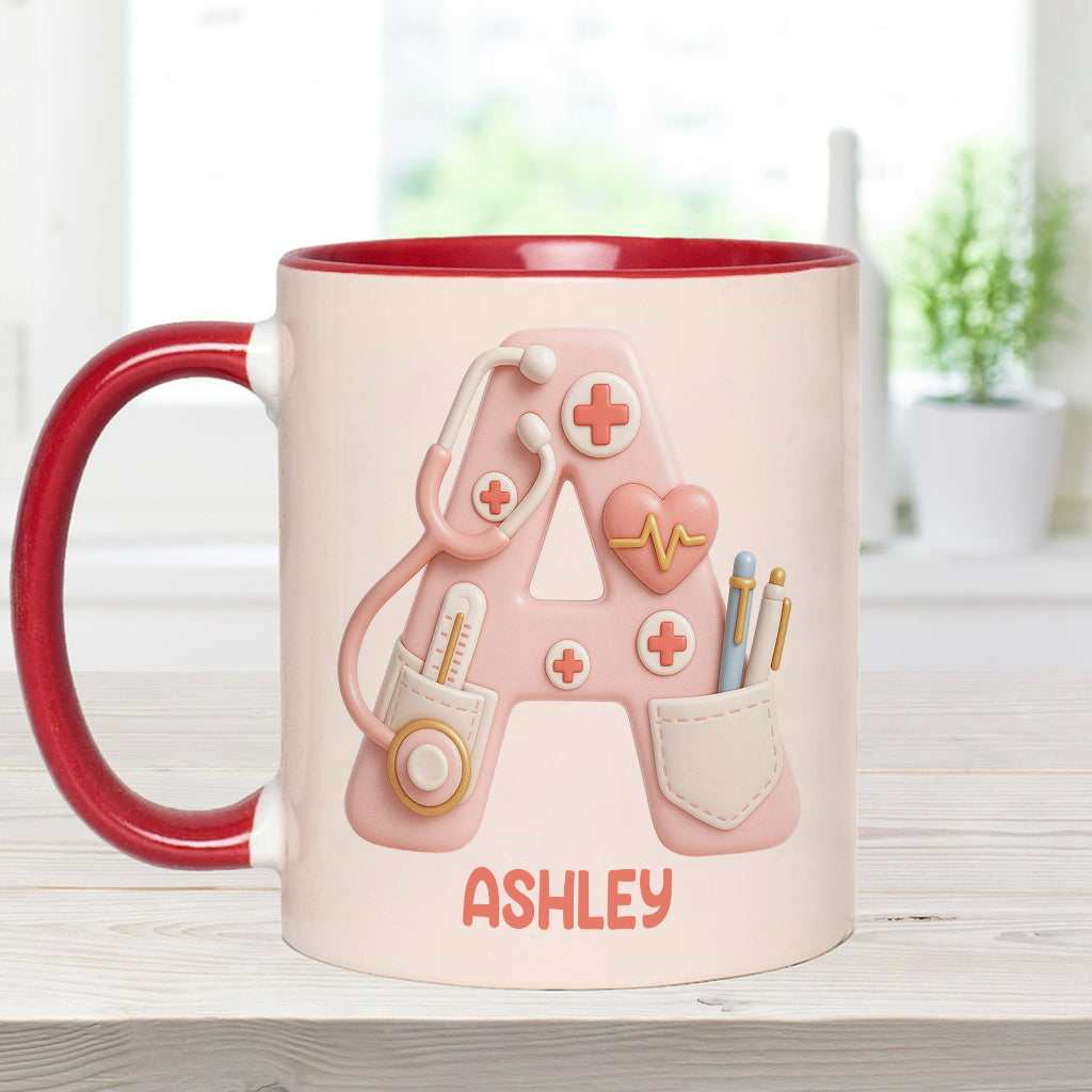 Nurse Alphabet Custom - Personalized Nurse Accent Mug