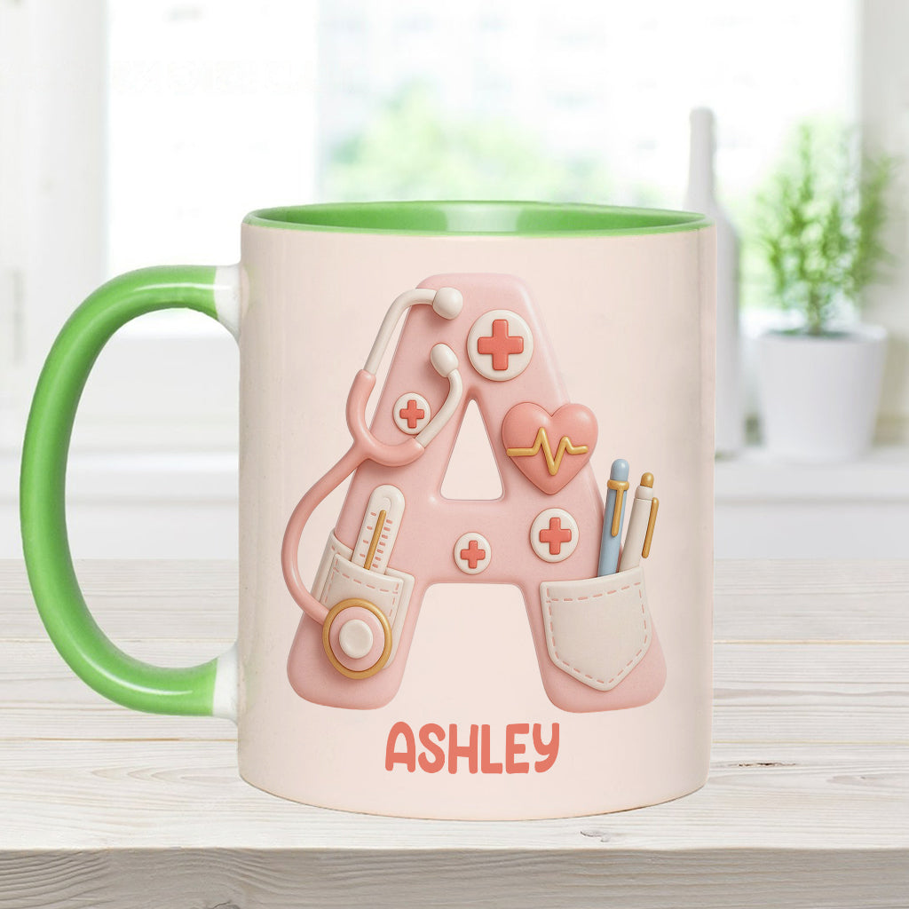 Nurse Alphabet Custom - Personalized Nurse Accent Mug