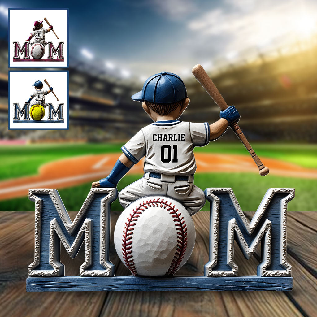Baseball-Mama – Personalisierte Acrylplakette in individueller Form für die Mutter
