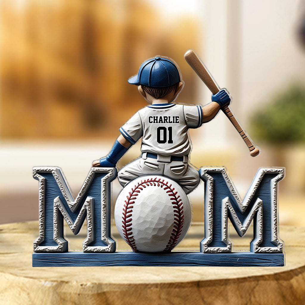 Baseball-Mama – Personalisierte Acrylplakette in individueller Form für die Mutter