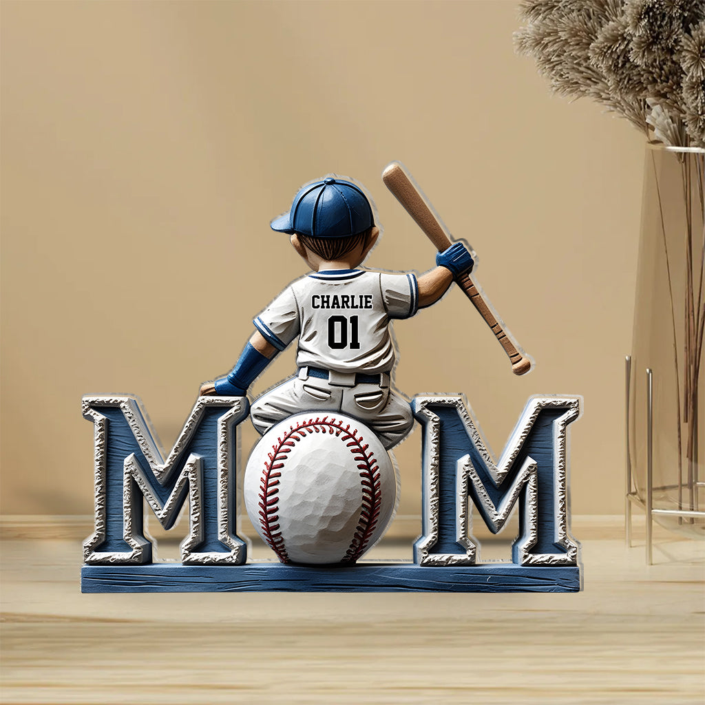 Baseball-Mama – Personalisierte Acrylplakette in individueller Form für die Mutter