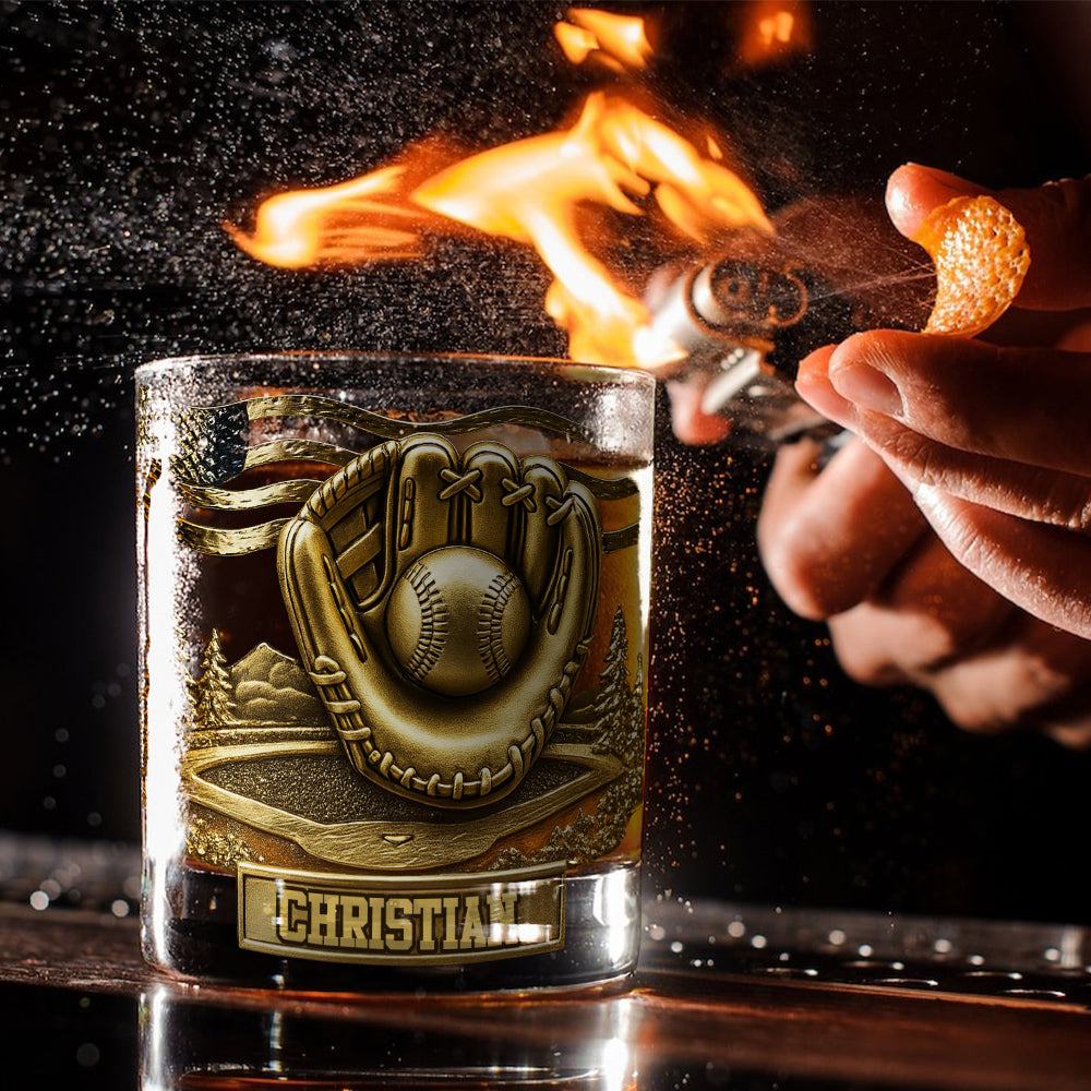Whiskey & Baseball – Personalisiertes Baseball-Whiskeyglas
