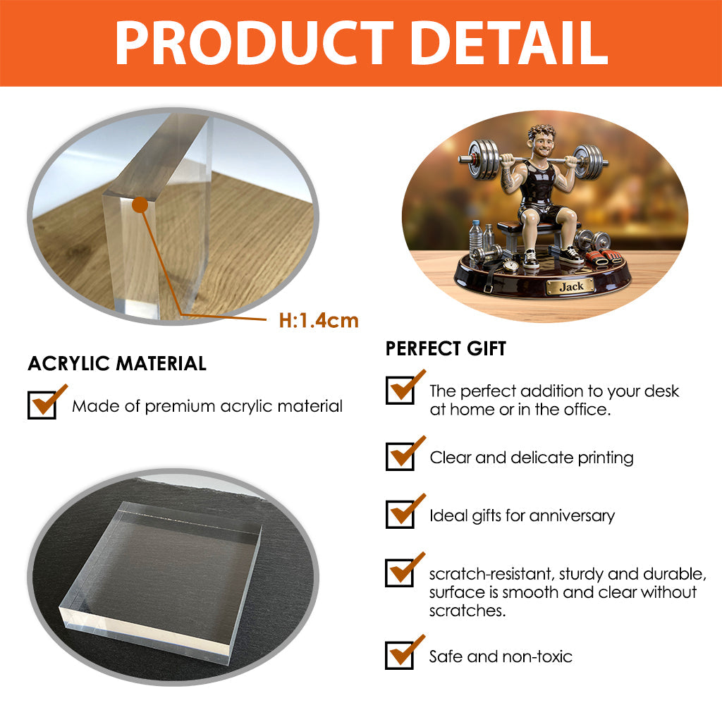 Ohne Fleiß kein Preis – Personalisierte Fitness-Acrylplakette in individueller Form