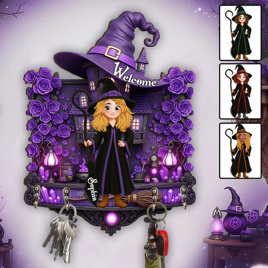 Welcome To The Witch House - Personalized Witch Custom Shaped Key Rack