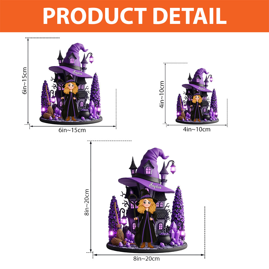 Hexenhaus – Personalisierte Acrylplakette in Hexenform