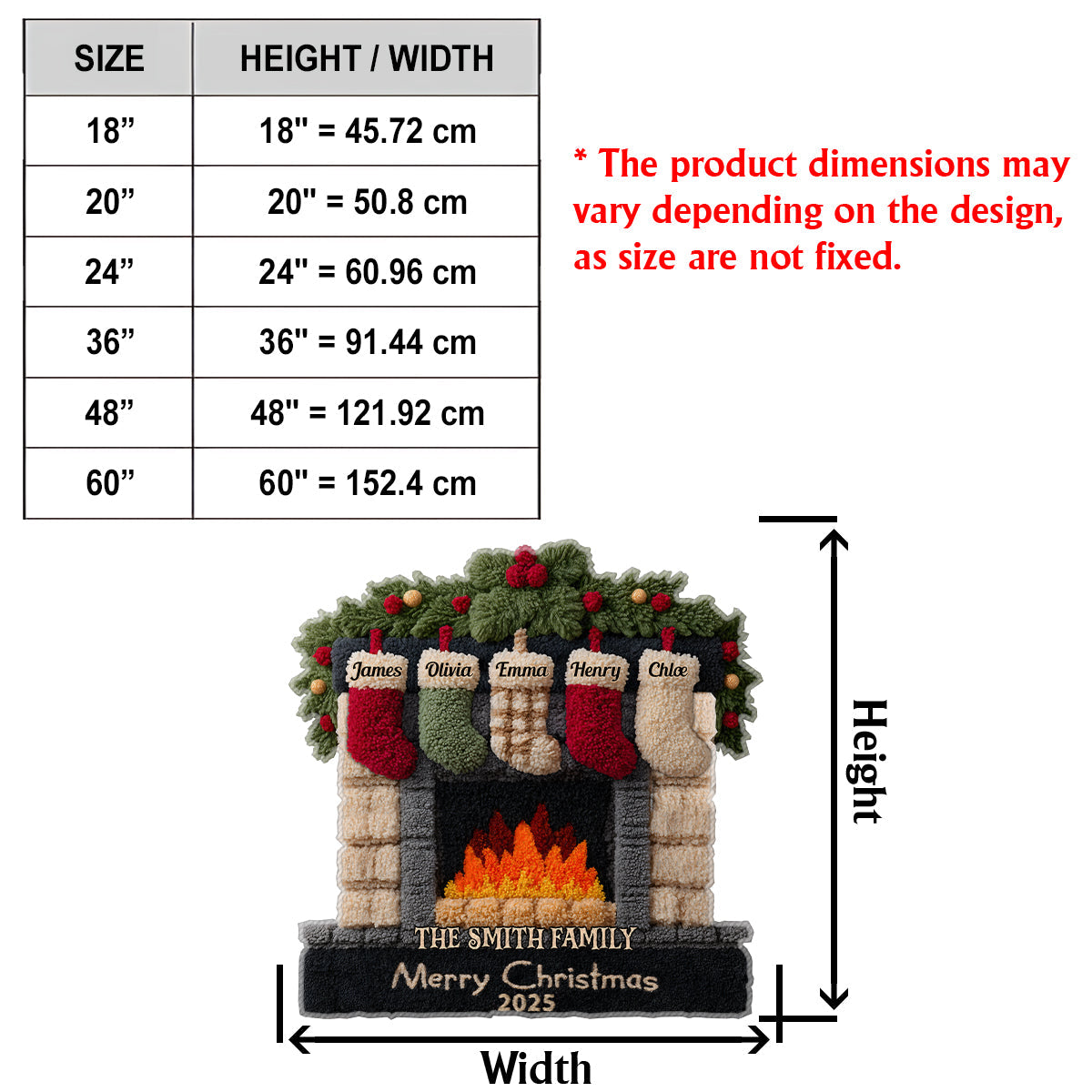 Frohe Weihnachten – Personalisierter, rutschfester Familienteppich