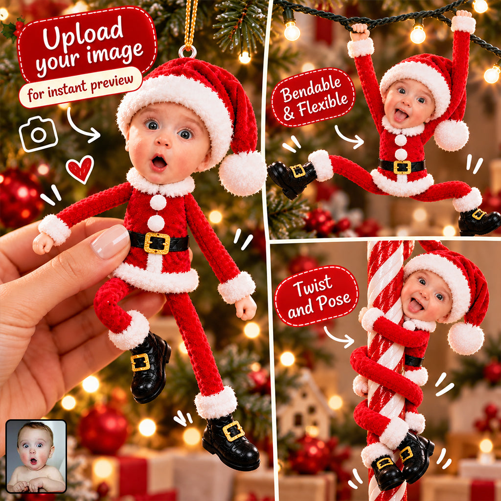 Christmas Decor, Gift for Kids, Christmas Gift - Personalized Kid Poseable Doll Ornament